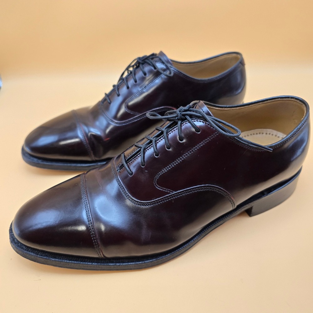 Johnston & Murphy Mens Burgundy Leather Cap Toe Oxford Dress Shoes 8 D/B 22-2985